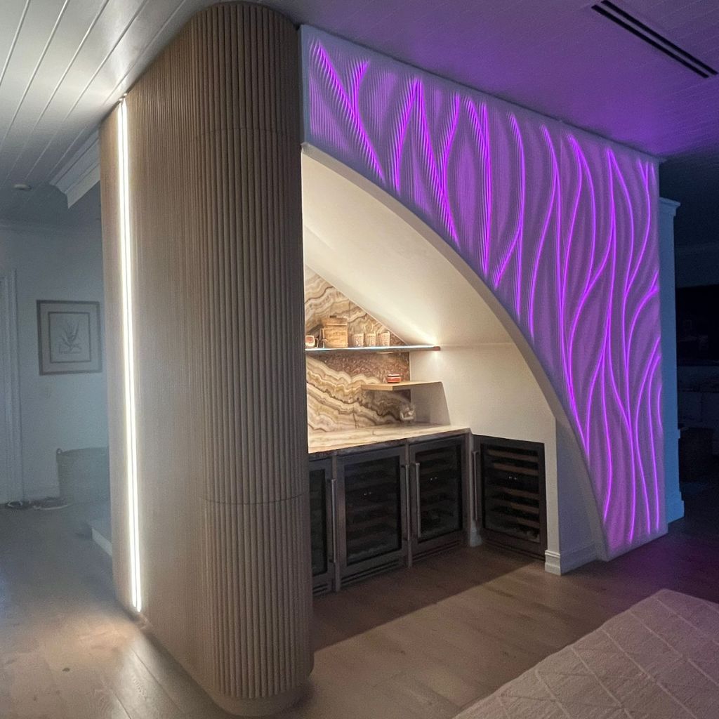 purple backlit parametric wall